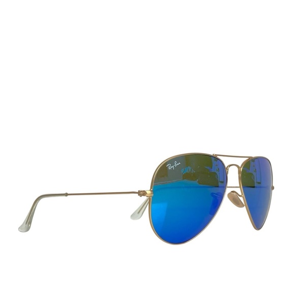 RAY BAN RB3025 Polarized Large Aviator Sunglasses Gold with Blue Lenses - Picture 3 of 16